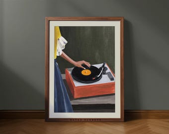 Record Player Wall Art – Retro Music Lover Modern Print (Digital Download)