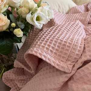 Colcha ZEINTEX "Greece Waffle" algodón color rosa