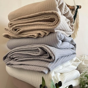 HandMade Quilted Cotton Bedspread by ZEINTEX – 100% Natural, Soft & Breathable Blanket for Bed or Sofa