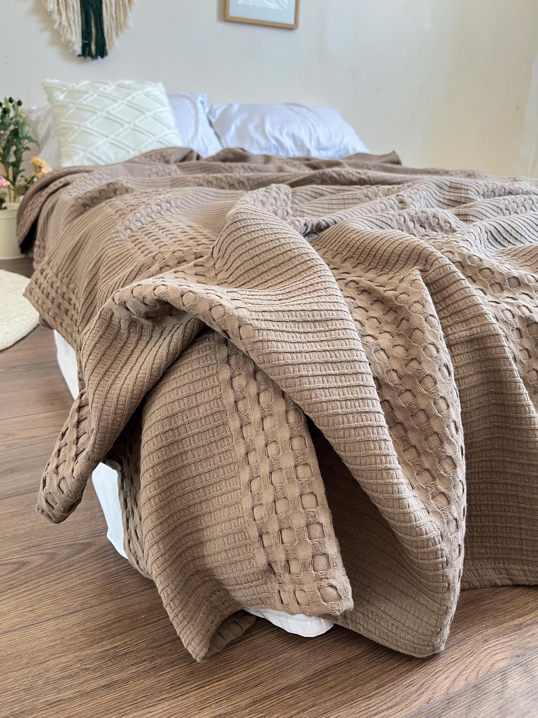 ベッドスプレッド ZEINTEX「ワッフル」コットン カプチーノ色 - Etsy 日本