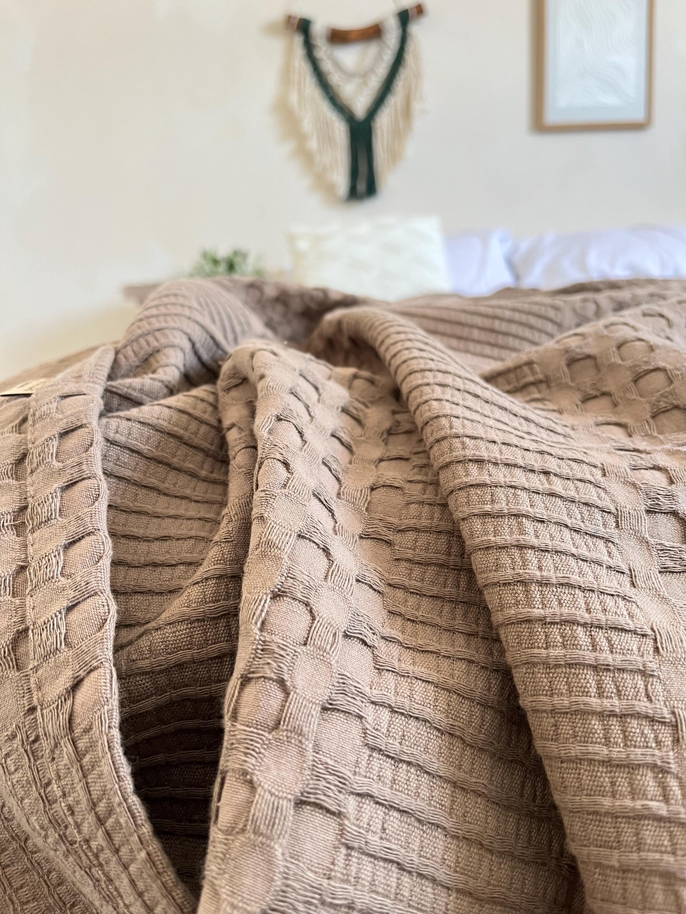 ベッドスプレッド ZEINTEX「ワッフル」コットン カプチーノ色 - Etsy 日本