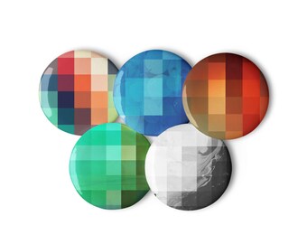 Pixel Mosaic Pins → Bold (large) / Pinback Buttons / Pins for Backpacks / Pins and Badges / Backpack Pins / Button Pin