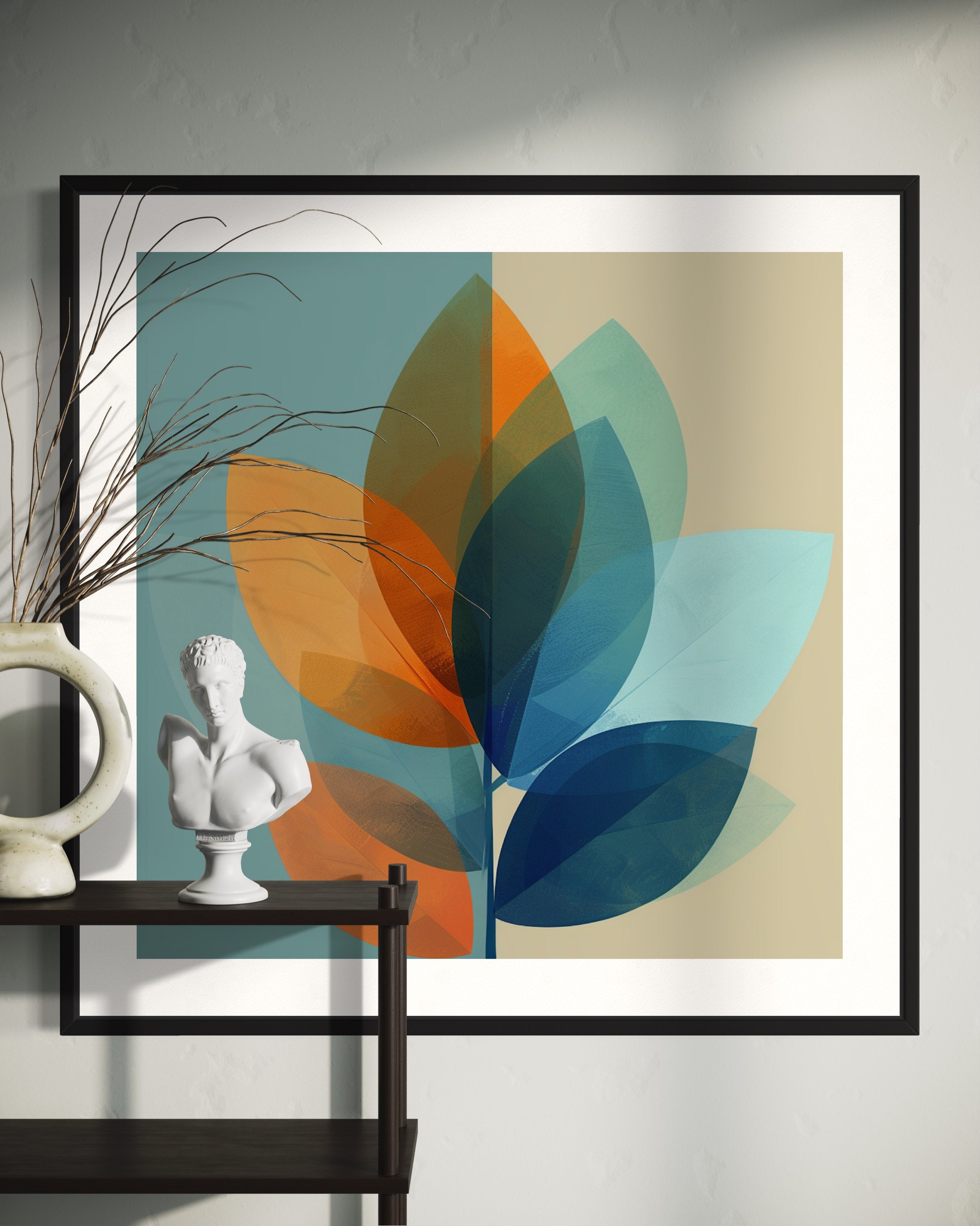 Minimal Leaves Print Large Format Wall Art Minimalist Abstract Nature ...