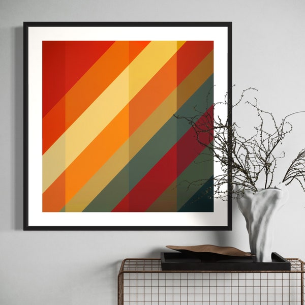 Download → "Retro Stripes 3" / Mid Century Modern / Minimal Print Design / Contemporary Wall Art / Laptop Wallpaper