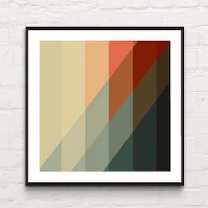Ladda ner → Retro geometrisk vinkel utskrivbar väggkonst Minimalistisk retro 70-tals abstrakt MCM skandinavisk Brady knippstil | Beige blå orange röd