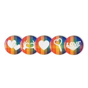Pixel Mosaic Pins → Pride (large) / Gay Pride Button Set / Gay Pride Pins / LGBTQ Pins / Rainbow Pins / Rainbow Buttons / Pins and Badges