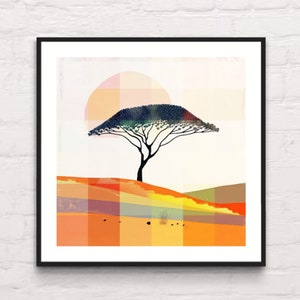 Large Format Acacia Tree Wall Art Printable Abstract Nature Aesthetic Africa Savanna Art Contemporary Modern Safari Africa Nursery Print