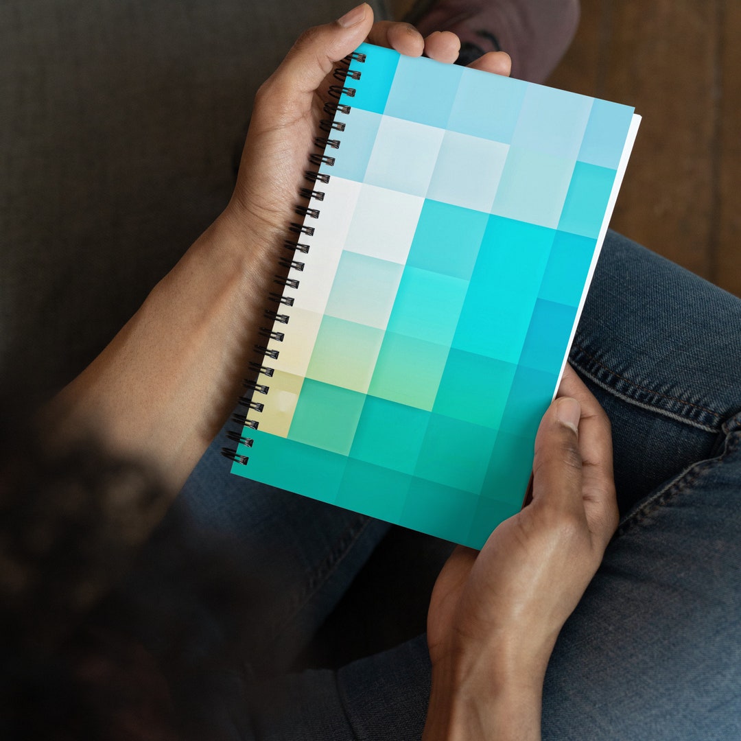 Pixel Mosaic Notebook → Cyan / Minimal Notebook / Graphic Notebook ...