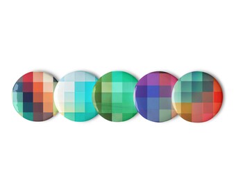 Pixel Mosaic Pins → Colorful (small) / Pinback Buttons / Pins for Backpacks / Pins and Badges / Backpack Pins / Button Pin