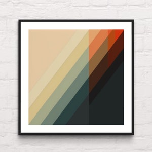 Ladda ner → Retro geometrisk vinkel utskrivbar väggkonst Minimalistisk retro 70-tals abstrakt MCM skandinavisk Brady knippstil | Beige blå orange röd