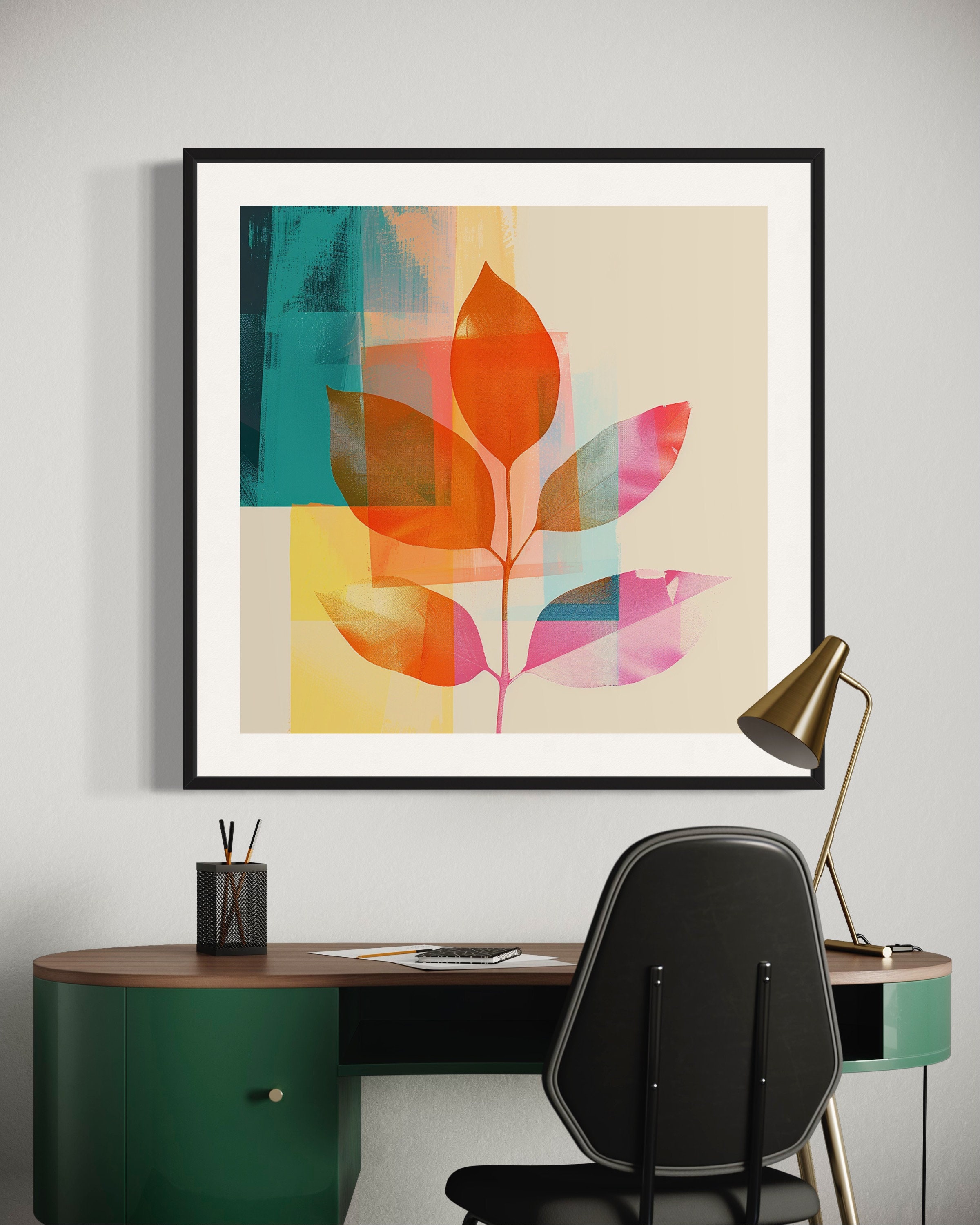 Minimal Leaves Print Large Format Wall Art Minimalist Abstract Nature ...