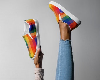 Pixel Mosaic Shoes (W) → Fierté / Chaussures Pride personnalisées / Design Pride / Mocassins queer / Chaussures LGTBQ / Chaussures Gay Pride / LGBTQ / Chaussures queer