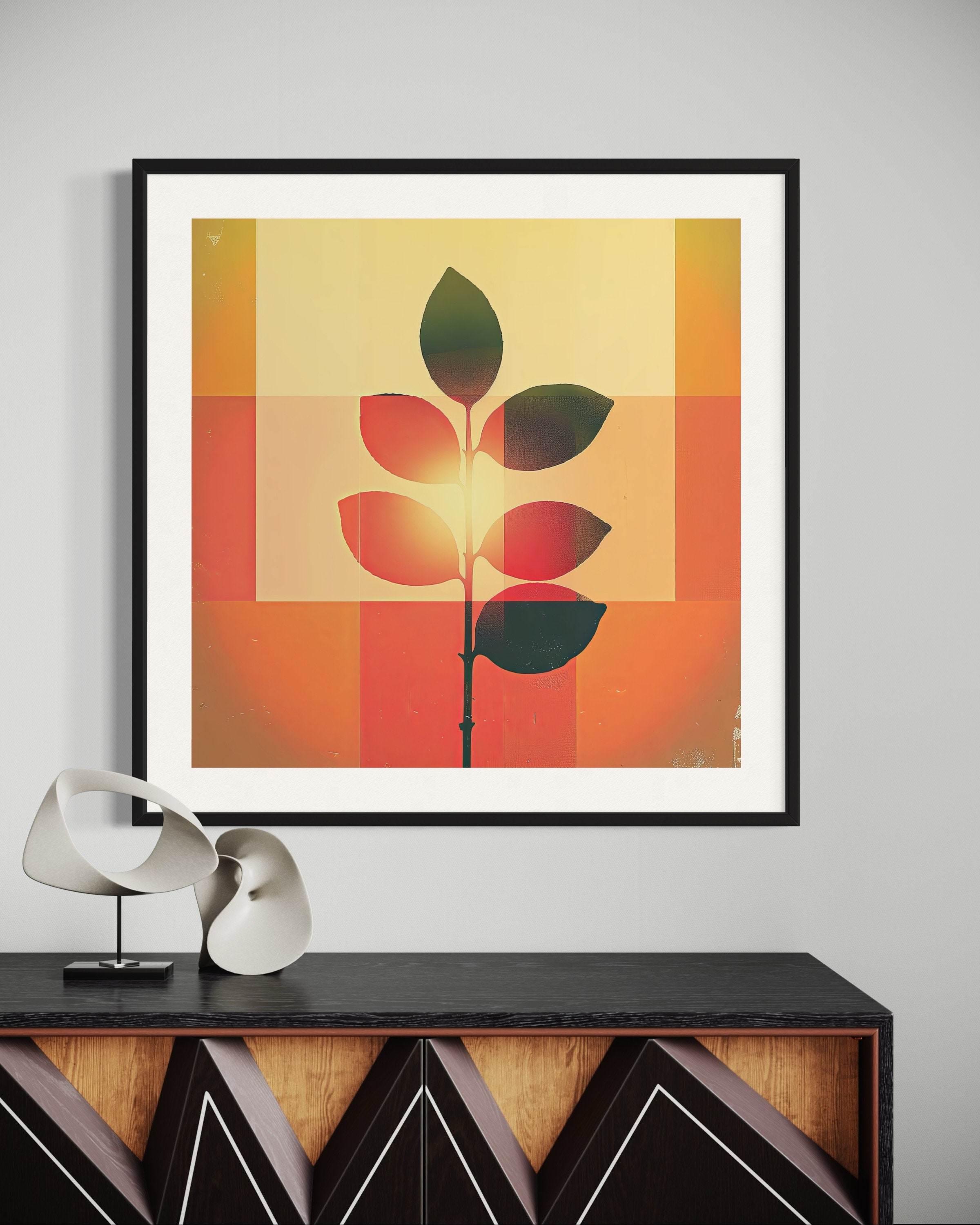 Minimal Leaves Print Large Format Wall Art Minimalist Abstract Nature ...