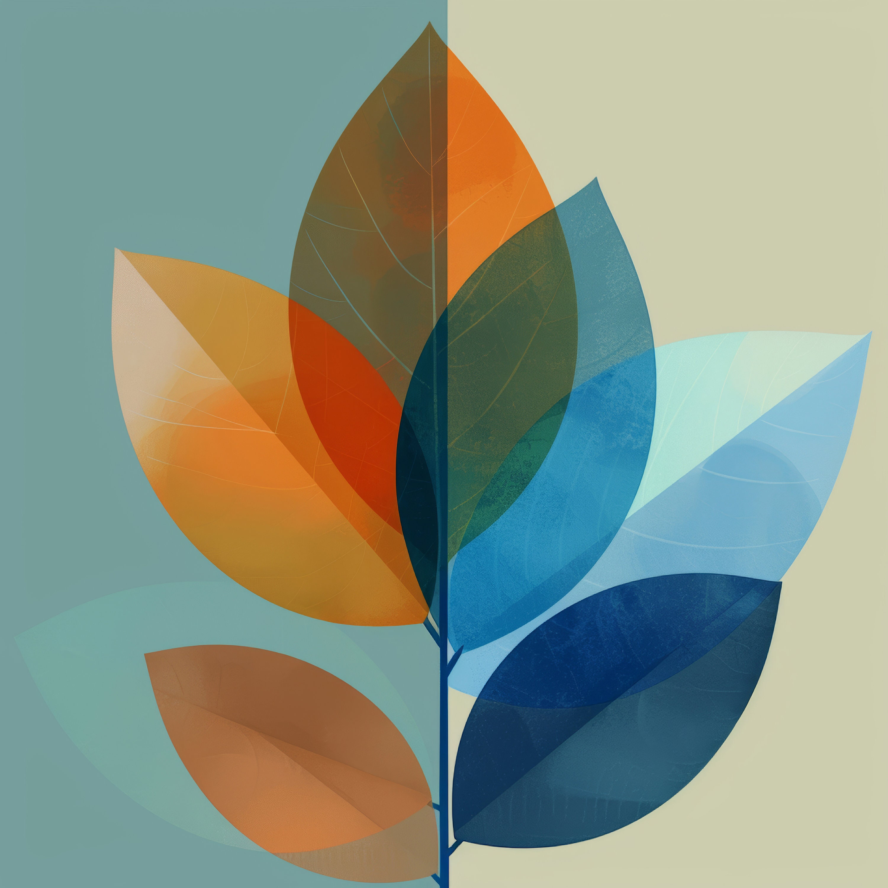 Minimal Leaves Print Large Format Wall Art Minimalist Abstract Nature ...