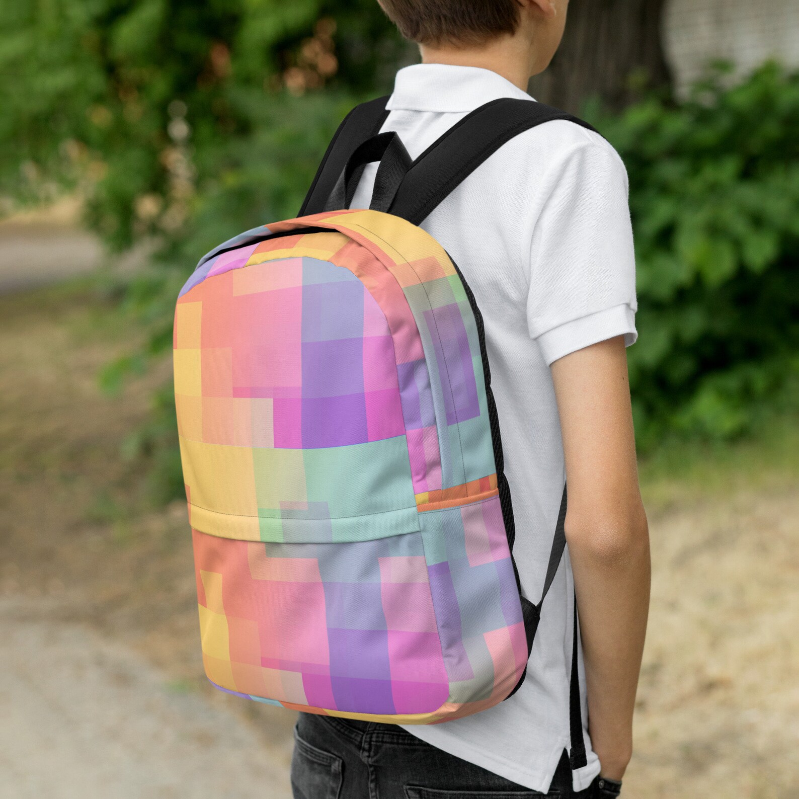 Abstract Pattern Backpack Pixel Mosaic Backpack → Vaporwave / Minimalist Backpack / Fashion ...