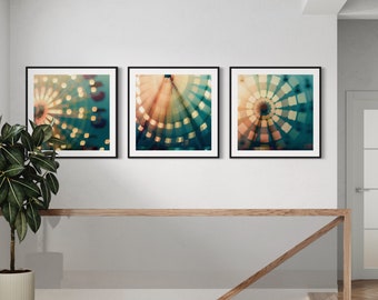 Digitale download kunst aan de muur 3 afdrukken set reuzenrad bokeh lichten fantasie esthetisch minimalistisch hedendaagse kunst woondecoratie afdrukbaar