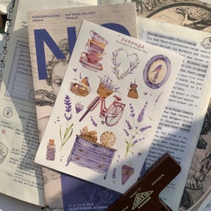 Lavendel bloemen stickervel bloemen paars BuJo zomer briefpapier dagboek BuJo stickers paarse bloem stickers boeket lavendel sticker