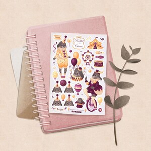 Circus BuJo-stickers: Konijn Dagboekstickers Circusstickers Bullet Journal-stickers Clownstickers Scrapbookingstickers Pack Schattig konijntje