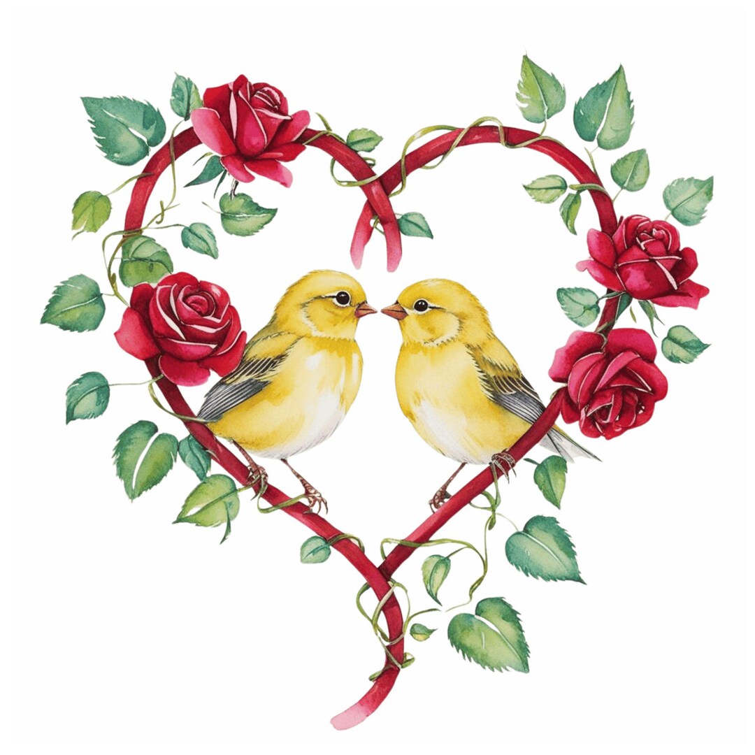 20 Love Birds Clipart Romantic Birds Graphics Love Birds and Hearts ...