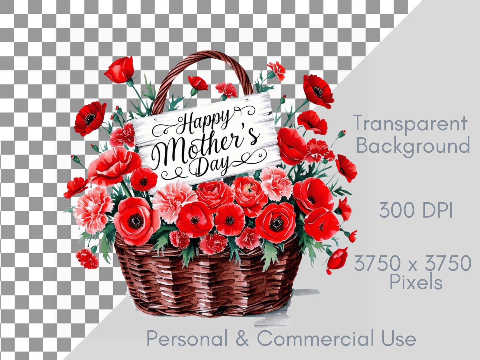20 Happy Mother's Day Red Flowers Set | Mother's Day Flowers Clipart ...