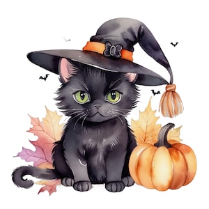 20 Halloween Black Cats | Halloween Clipart | Cute Halloween Cats | Halloween Graphics