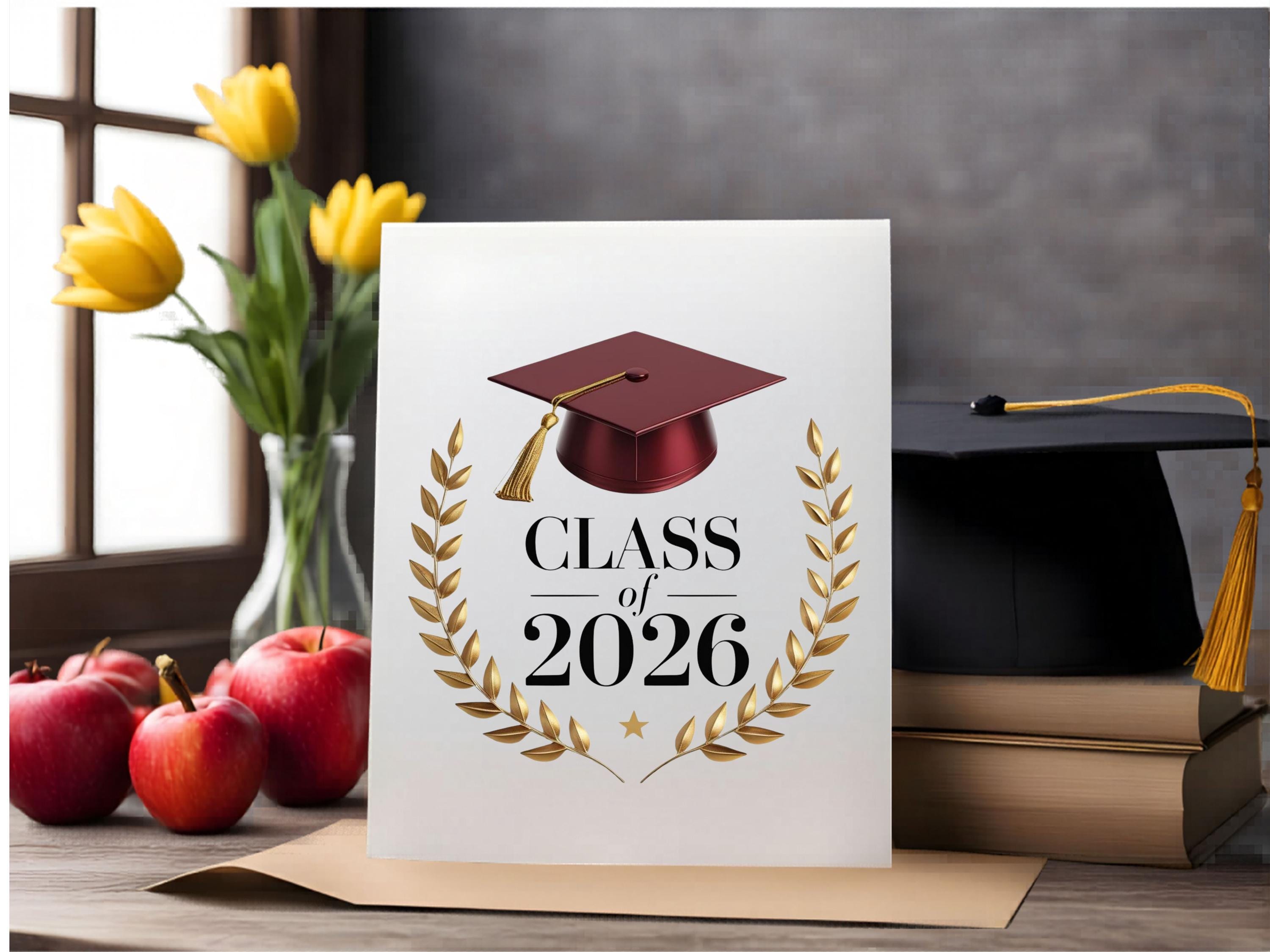 Class of 2026 Graphic - Red Cap Graduation PNG SVG - High School ...