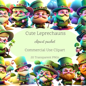 20 Cute Leprechauns | St. Patricks Day Clipart | Leprechaun PNGs | Cute Leprechauns PNG | St. Patricks Day Graphics | Leprechaun Graphics