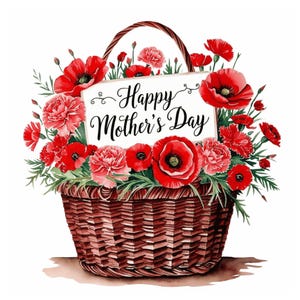 20 Happy Mother&#39;s Day Red Flowers Set | Mother&#39;s Day Flowers Clipart | Pretty Mother&#39;s Day Flowers PNG | Happy Mother&#39;s Day PNG