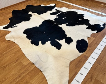 Black White Cowhide Brazilian Sao Paulo Cowhide Rugs Real Leather Large Size Leathers Double Color XL 8'4 x 7'10