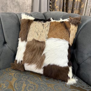 Patchwork Cowhide Throw Pillow Cover • 19,6x19,6 inches • Genuine Cowhide
