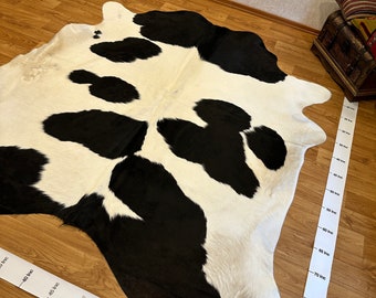 Black White Cowhide Brazilian Sao Paulo Cowhide Rugs Real Leather Large Size Leathers Double Color XL 7'0 x 7'0