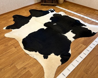 Black White Cowhide Brazilian Sao Paulo Cowhide Rugs Real Leather Large Size Leathers Double Color XL 7'2 x 8