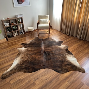 Bruin koeienleer – echt Braziliaans leer – duurzaam, hypoallergeen, met de hand geselecteerd – gratis expresverzending: 215 x 225 cm (gestroomd)