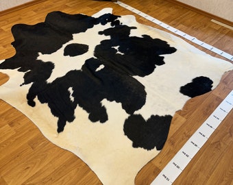 Black White Cowhide Brazilian Sao Paulo Cowhide Rugs Real Leather Large Size Leathers Double Color XL 6'6 x 7'8