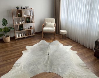 XL Grauer brasilianischer Rindsleder Teppich: Antiallergisches Leder, Handverlesen 20x20 cm