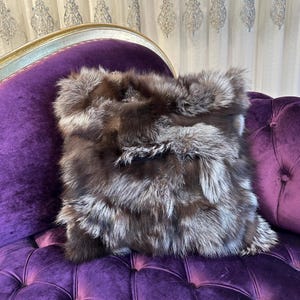 Luxury Fox Fur Throw Pillow Cover • 19,6x19,6 • Genuine Fox Fur