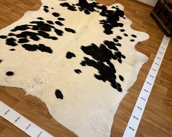 Black White Cowhide Brazilian Sao Paulo Cowhide Rugs Real Leather Large Size Leathers Double Color XL 6'0 x 8'4