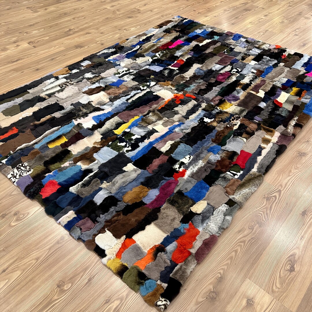 Extremely Soft! Dyed Rabbit Fur Rug • 100% Original Fur • Very Soft ...