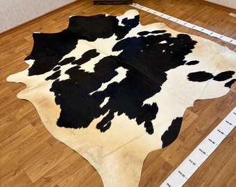 Black White Cowhide Brazilian Sao Paulo Cowhide Rugs Real Leather Large Size Leathers Double Color XL 7'0 x 8'0