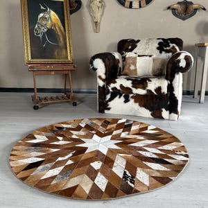 Tappeto patchwork in pelle di mucca - Design in pelle fatto a mano