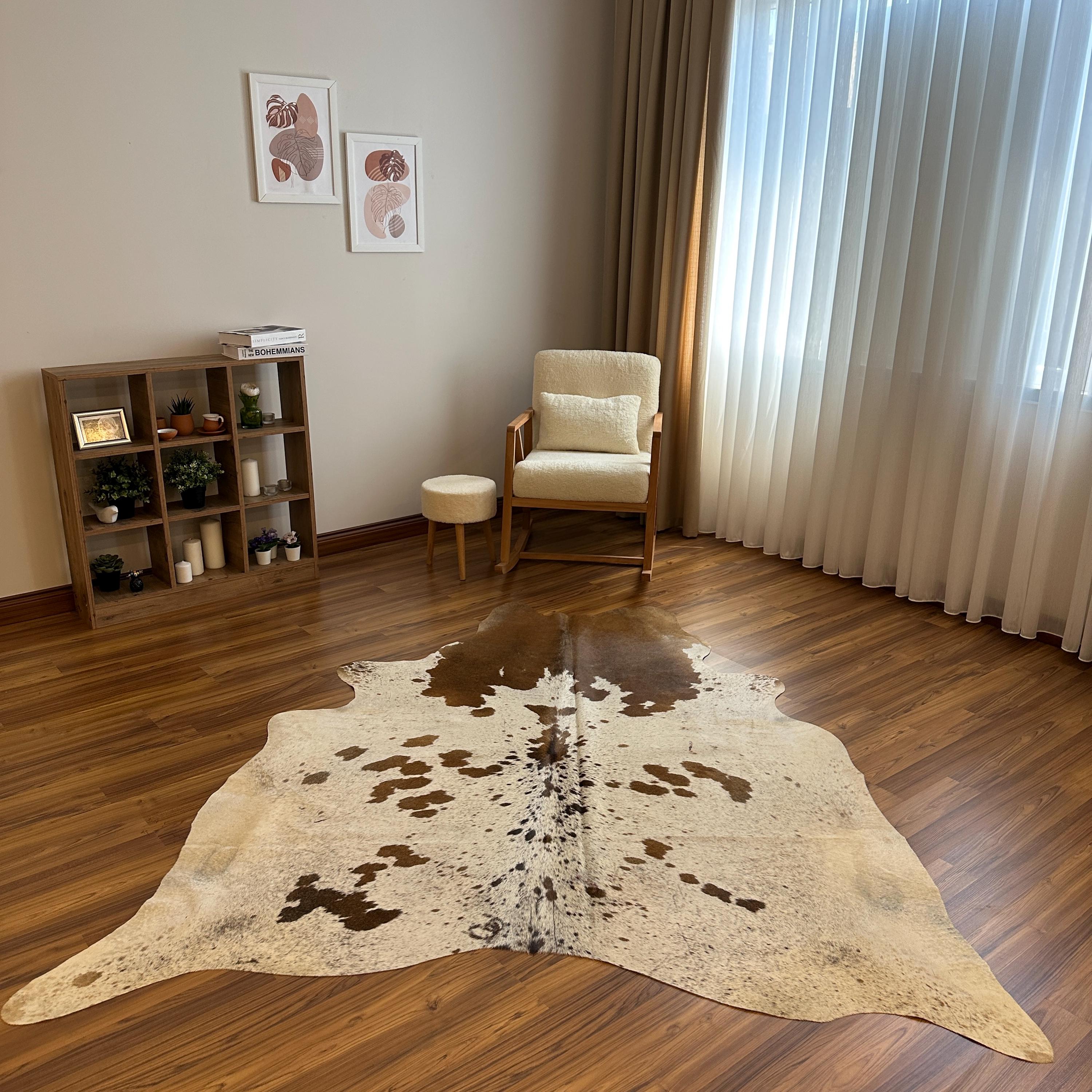 ブラウンとホワイトの牛革ラグ - ブラジル産本革 - 毛皮 - Etsy 日本