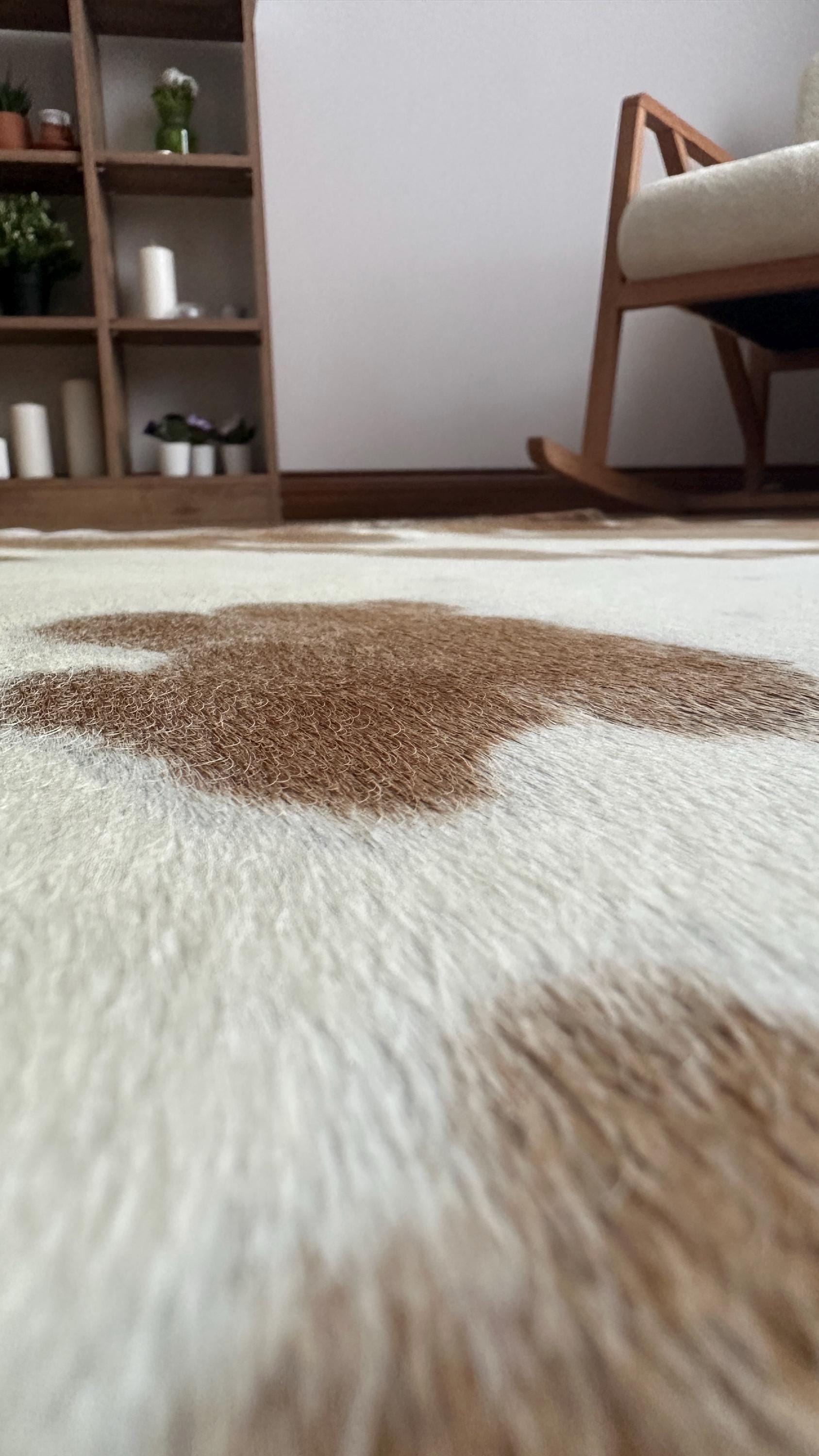 ブラウンとホワイトの牛革ラグ：本物のブラジル産レザー - Etsy 日本