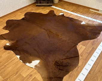 Brown White Cowhide Brazilian Sao Paulo Cowhide Rugs Real Leather Large Size Leathers Double Color XL 8'2 x 8'2