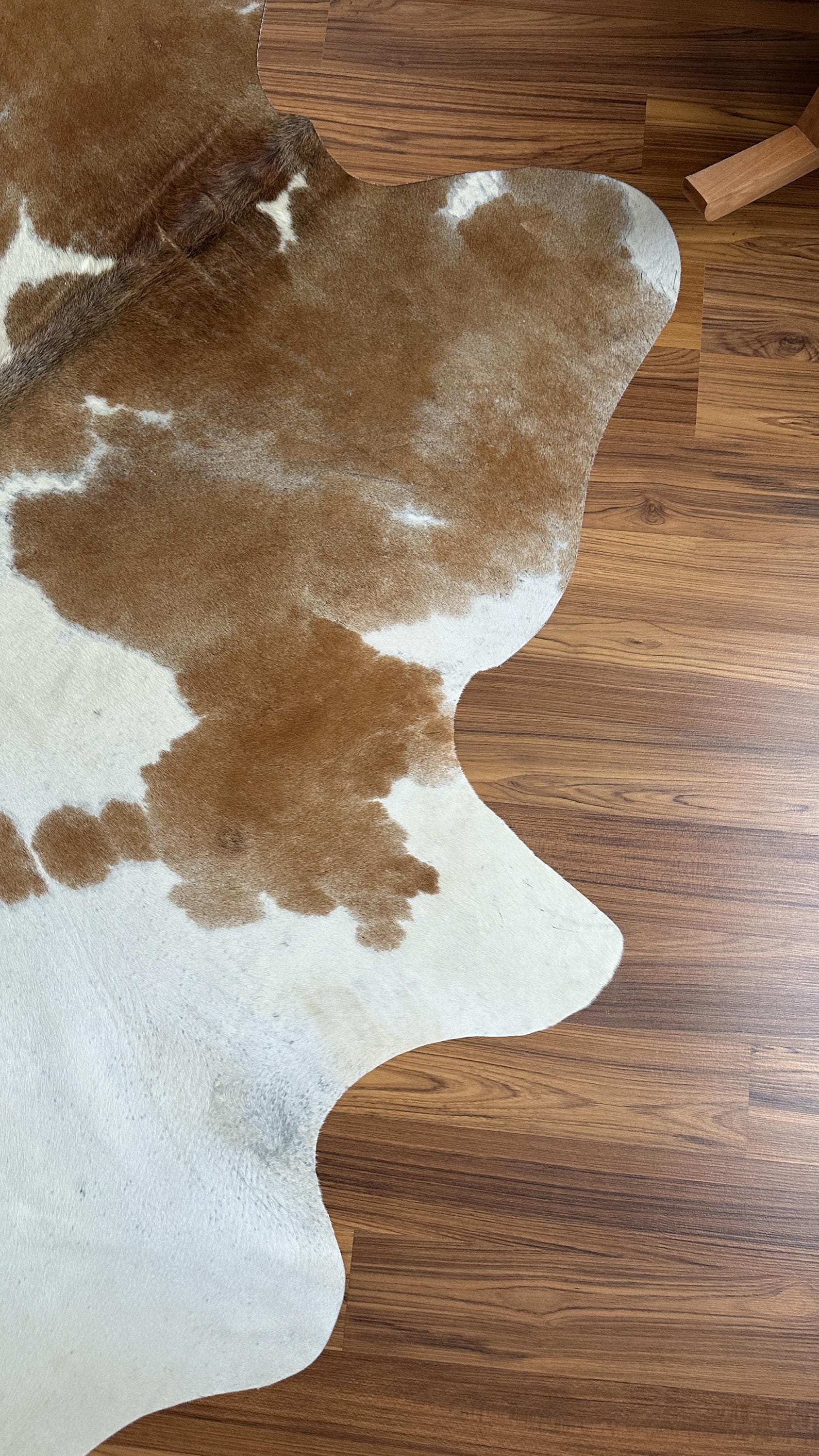 ブラウンとホワイトの牛革ラグ：本物のブラジル産レザー - Etsy 日本