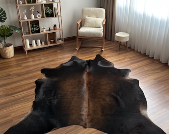 XL Dark Brown Cowhide Rug: 100% Genuine Brazilian Hide (5.9x7.5 ft)