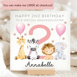 Carte personnalisée 2e anniversaire de petite-fille, merveilleuse petite petite-fille, carte d'anniversaire de petite fille, carte d'anniversaire rose spéciale 2