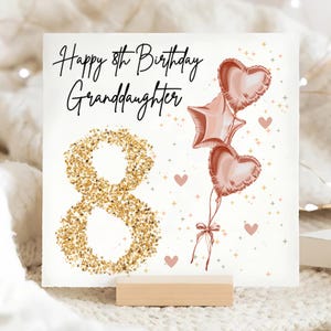 Carte d'anniversaire de petite-fille pour 8 ans, petite-fille aura 8 ans, carte d'anniversaire de 8 ans, cadeau pour enfant de 8 ans, carte spéciale petite fille, de la part d'une nounou