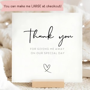 Tarjeta de agradecimiento para la boda, "Gracias papá", "Acompañarme al altar", "Gracias por regalarme", "De la novia"