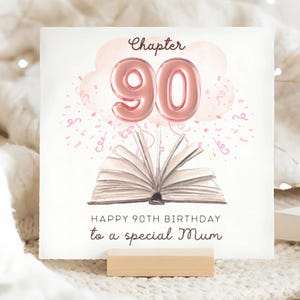 Mum Chapter 90 Birthday Card, Personalised Mum 90th Card, Mother Ninetieth Birthday Card, Mum Pink 90 Birthday, Lovely Mummy Card