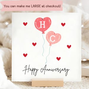 Personalised Happy Anniversary Heart Balloon Card, To You Both Card, Happy Couple, Anniversary Card, Years Together, Wedding Anniversary
